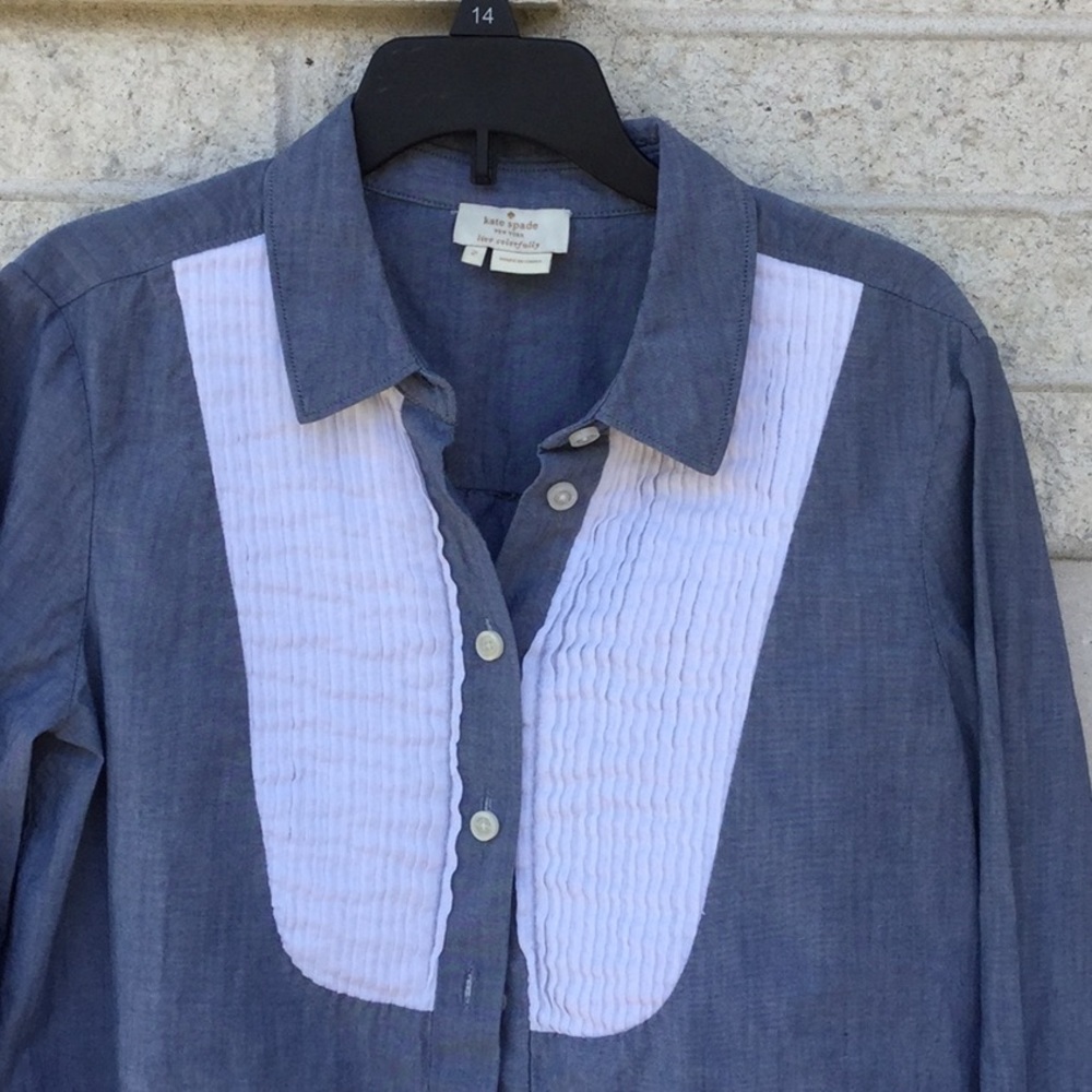 EUC Kate Spade ♠️ Denim Bib Shirt 2